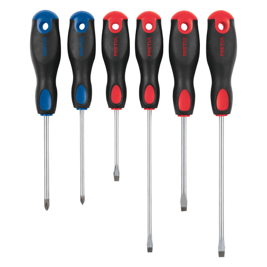 JD-6BP Juego de destornilladores, 6 piezas, mango Comfort Grip, Pretul