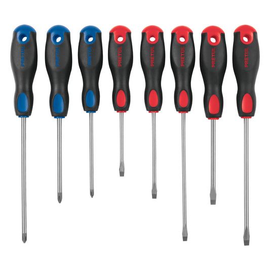 JD-8BP Juego de desarmadores, 8 piezas, mango Comfort Grip, Pretul"