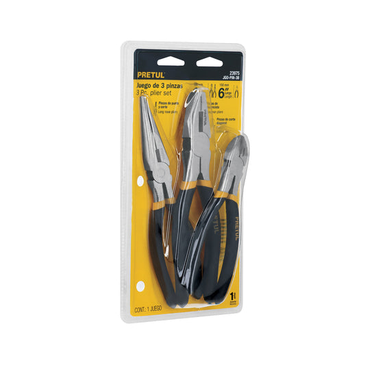 JGO-PIN-3B Juego de alicates, 3 piezas en blister, Pretul