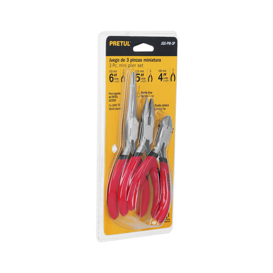 JGO-PM-3P Juego Alicates miniaturas, 3 piezas, pretul