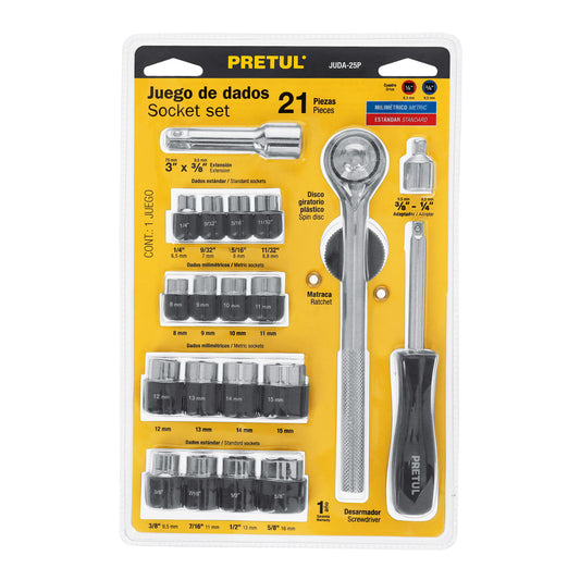 JUDA-25P Juego de mecánico, 21 piezas, Pretul