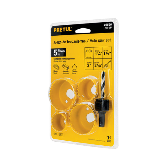 KIT-5P Kit de 5 sierras cortacírculos para madera, Pretul