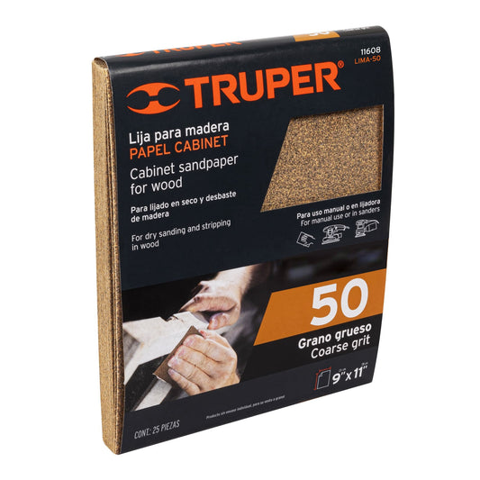 LIMA-50 Lija para madera papel cabinet, grano 50"