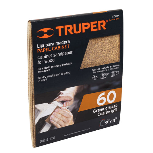 LIMA-60 Lija para madera papel cabinet, grano 60"