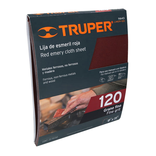 LIMER-120 Lija de esmeril roja, grano 120"