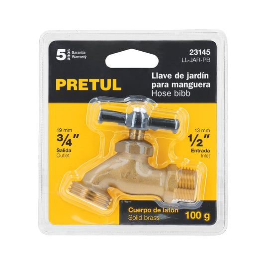 LL-JAR-PB Llave terminal para jardín, 1/2" en blister, Pretul