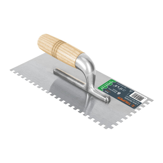 LLM-6C Llana dentado cuadrado, mango madera, 11" x 5", 6 remaches