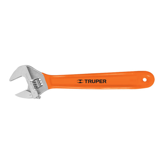 PET-15X Llave ajustable (perico), cromado 15', mango de PVC"