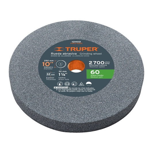 PIES-1060 Rueda para esmeril 10 X 1-1/4", óxido de aluminio, grano