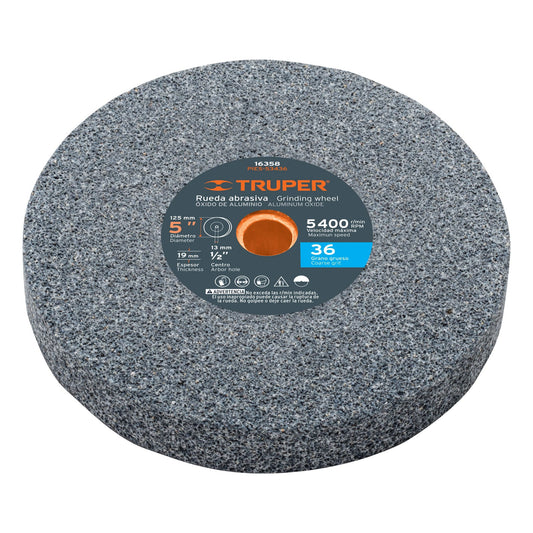 PIES-53436 Piedra para esmeril 5" x 3/4" óxido de aluminio, grano 36