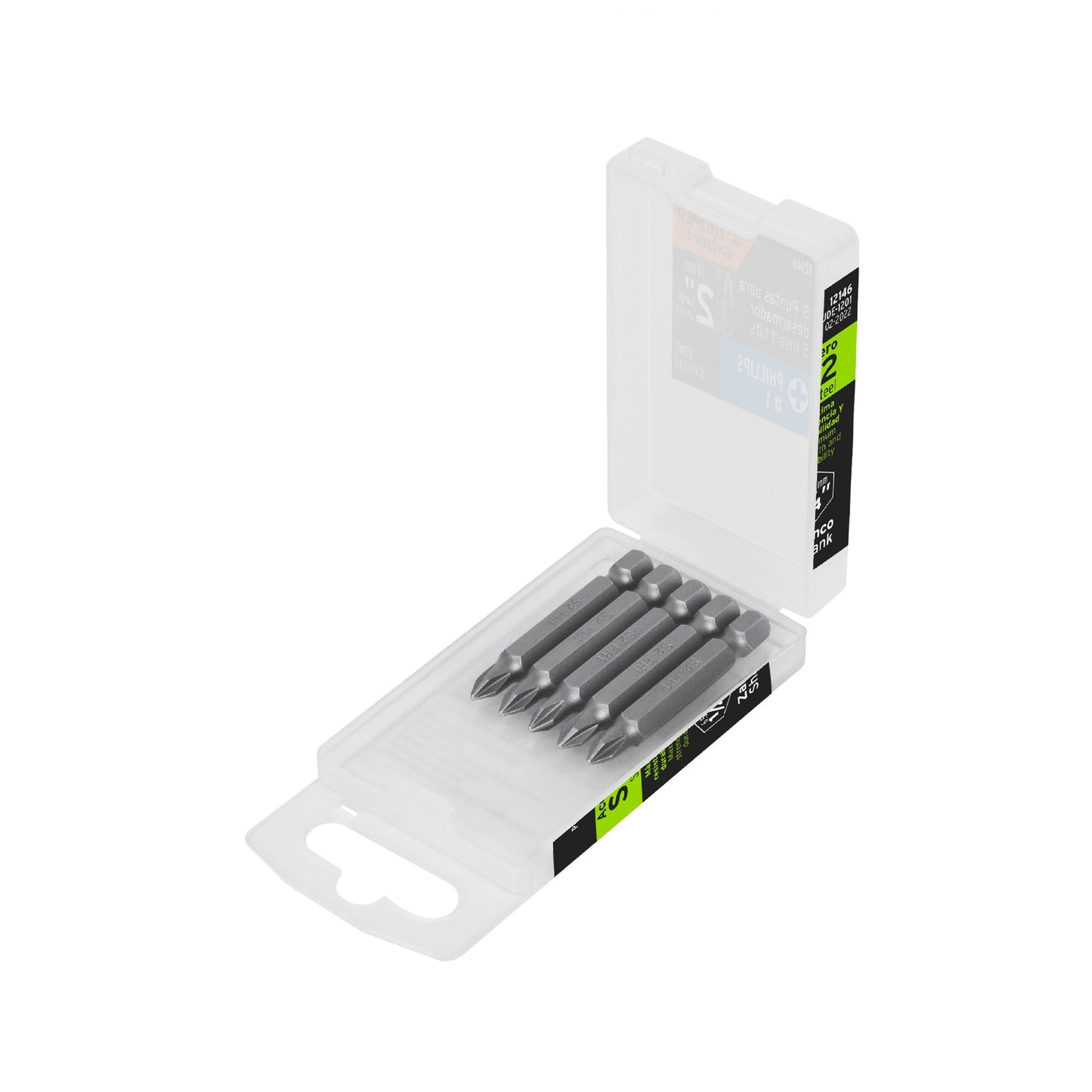 PUDE-1201 Puntas Phillips #1, 2', estuche con 5 piezas, Expert"