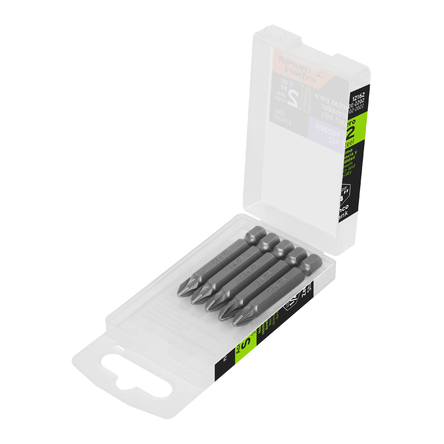 PUDE-2202 Puntas Pozidriv #2, 2', estuche con 5 piezas, Expert"