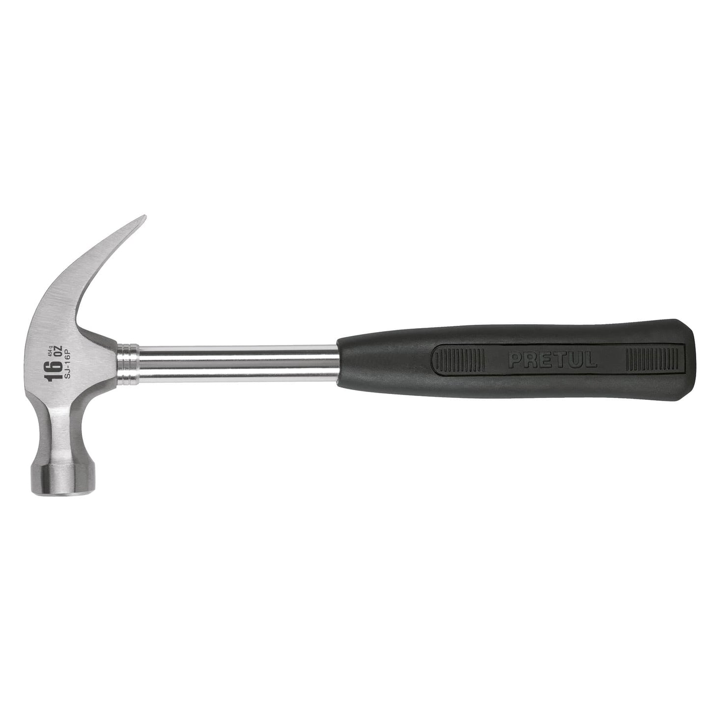 SJ-16P Martillo pulido, 16 oz, uña curva, mango tubular, Pretul