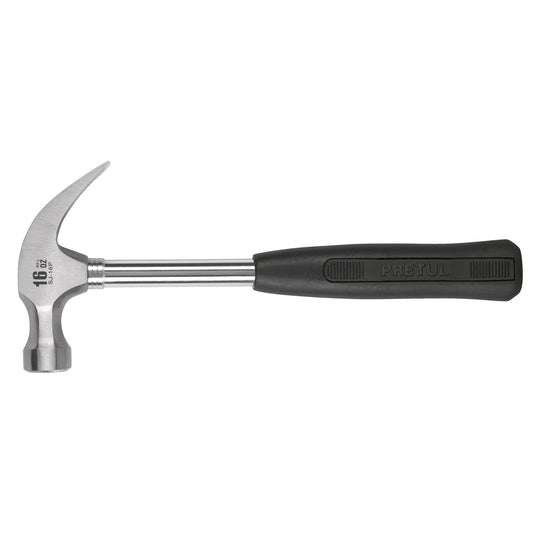 SJ-16P Martillo pulido, 16 oz, uña curva, mango tubular, Pretul