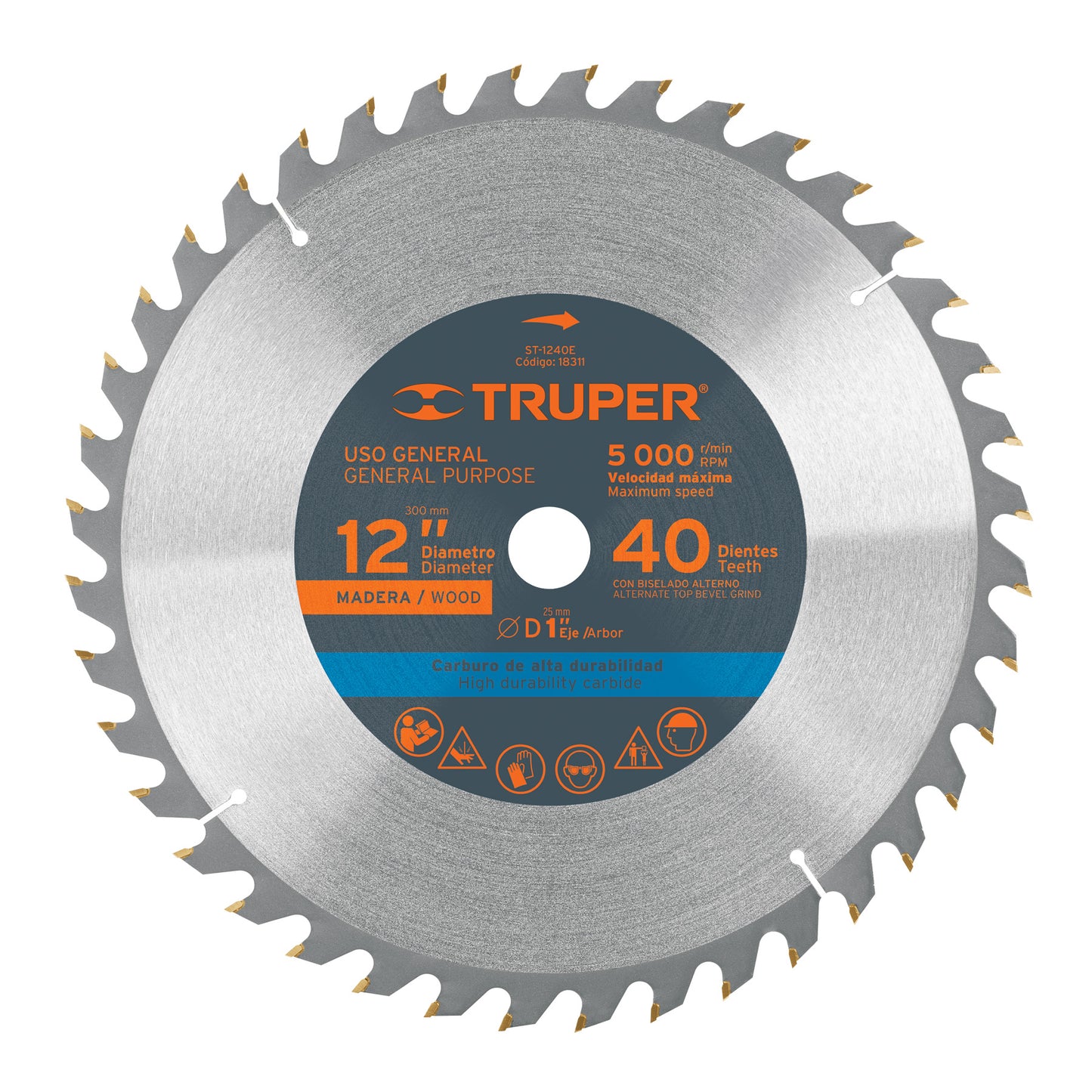 ST-1240E Disco sierra p/madera 12", 40 dientes, centro 1"