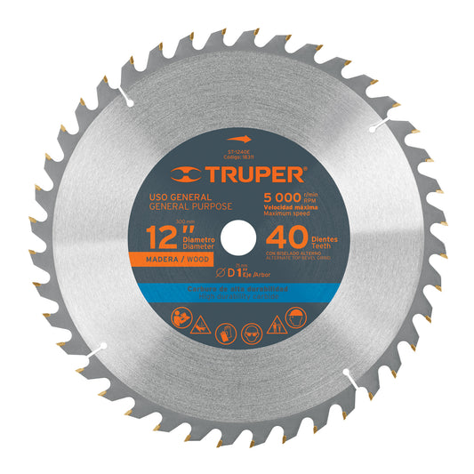 ST-1240E Disco sierra p/madera 12", 40 dientes, centro 1"